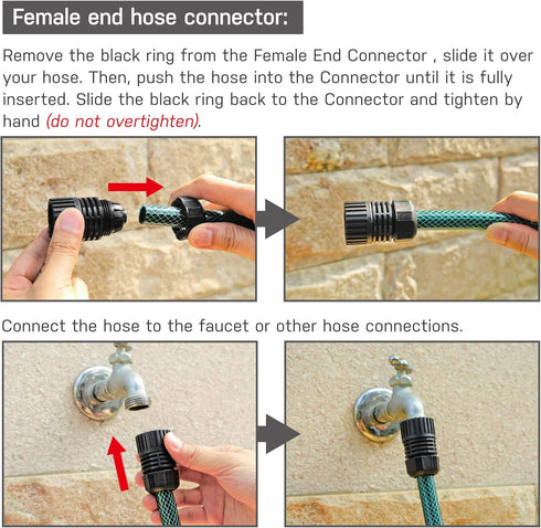 Eden DIY Garden Hose and Faucet Connector - 10-Piece Set (Model#99910), Red, Black...