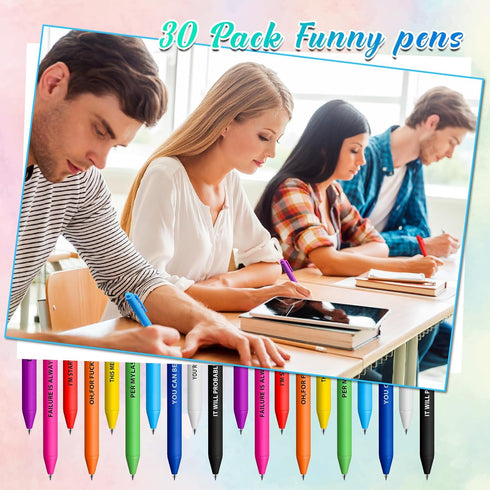 30 Pieces Ballpoint Pens Colorful Motivational Pens Complaining Quotes Pen Humor Negative Black Ink Pens for Students Coworkers School Office Supp...
