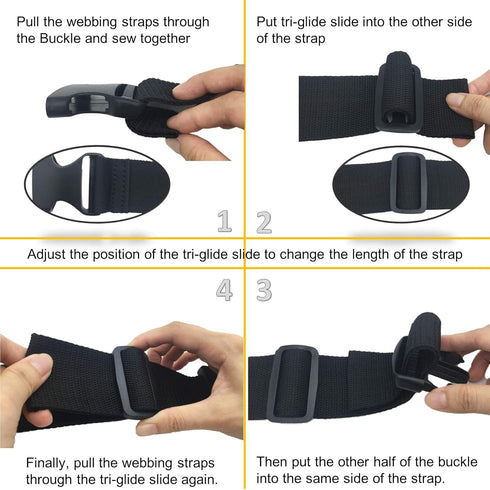 2 Set 2 Inch Flat Dual Adjustable Plastic Quick Side Release Plastic Buckles and Tri-glide Slides for Luggage Straps Pet Collar Backpack Repairing...