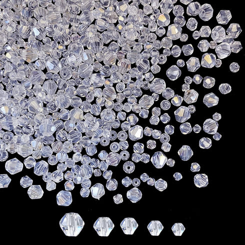 1700pcs Bicone Crystal Beads 2mm 3mm 4mm 5mm 6mm Crystal Glass Bulk Faceted Beads for Necklace Bracelet Earrings DIY Jewelry Crafts Making Supplie...