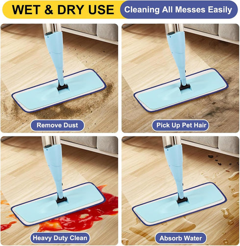 3 Pack Microfiber Spray Mop Replacement Heads for Wet/Dry Mops Reusable Replacement Refills Fits for Bona Hardwood Floor Replacement Cleaning Head...