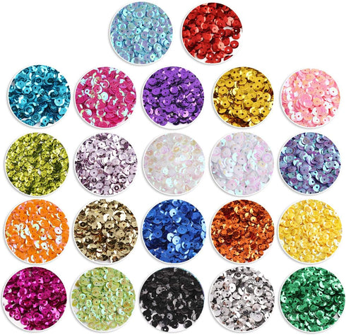 CCINEE 9460 PCS Cup Sequins Bulk, Mixed Colors Loose Sequins for Embroidery Crafts 6MM Rainbow Spangles with Holes for DIY Sewing Making...