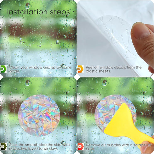 51 Pieces Window Clings for Birds - Anti-Collision Window Decals - Prismatic Non Adhesive Vinyl Rainbow Window Stickers to Save Birds from Window ...