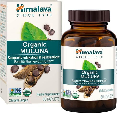 Himalaya Organic Mucuna/Pruriens Herbal Supplement, Supports Relaxation, Tension Relief, Brain Function, Non-GMO, USDA Organic, Vegan, Gluten Free...