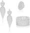 Sllaiss Rhinestone Bridal Jewelry Set for Women Sparkling Rhinestone Stretch Bracelet Ring Dangle Tassel Earrings Set Costume Jewelry...