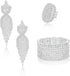 Sllaiss Rhinestone Bridal Jewelry Set for Women Sparkling Rhinestone Stretch Bracelet Ring Dangle Tassel Earrings Set Costume Jewelry...