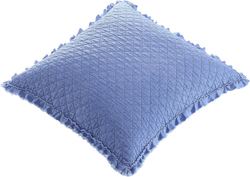Brielle Home Ravi Stone Washed Solid Diamond Stitched Quilted Euro Sham, Euro, Cobalt...