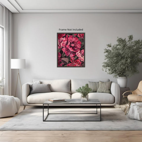 Posterizer 1 pcs-lush big pink flowers-Floral & Botanical Art-Abstract & Modern Art-Decor for Home & Office- UNFRAMED Wall Art...