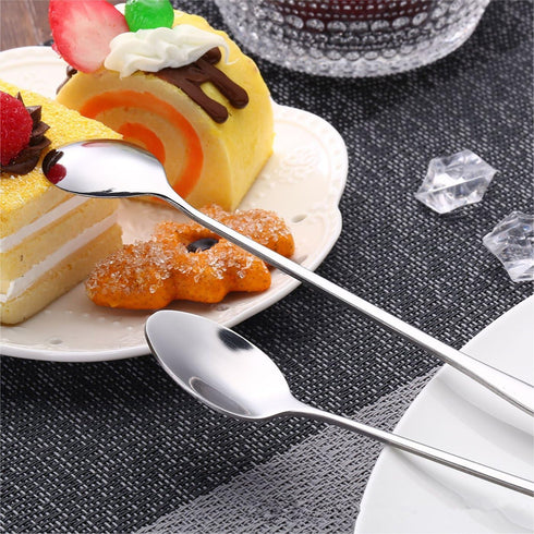 HornTide 6-Piece Mixing Spoon Set 8-Inch 20cm Long Handle Spoons for Ice Cream Cold Drink Fruit Juice Cocktail Stirring and More - Stainless Steel...