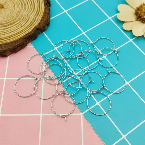 300Pcs Round Wine Glass Hoops Rings, 20mm Hypoallergenic Wire Hoops Beading Hoop Rings Ear Wines Earring Hoops Earring Finding for Jewelry Making ...