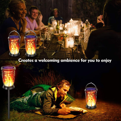 Solar Lanterns Outdoor Waterproof,Flickering Flames Outdoor Solar Lights,Hanging Lanterns Decoration Lighting for Table, Garden, Patio, Tree, Yard...