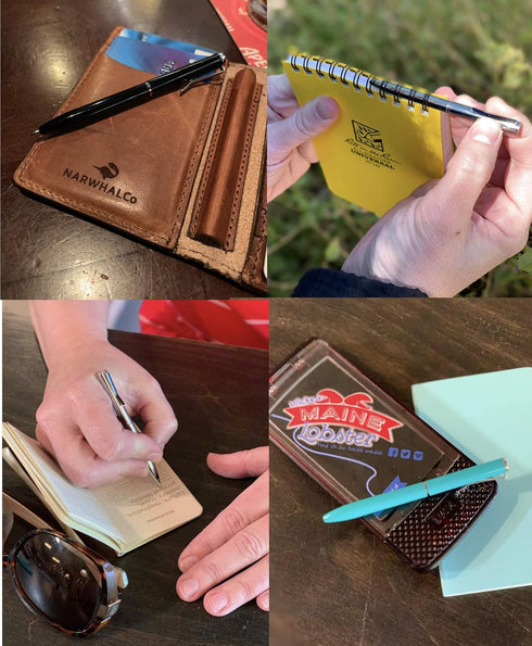 Set of 2 Small Pens (3.35") for Pocket, Wallet, Planner, Purse or Passport...