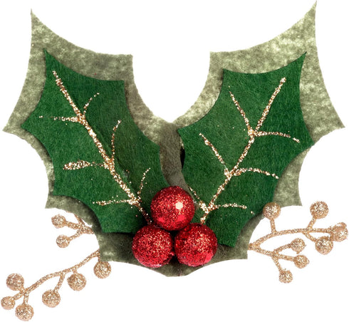 DEMDACO Holly Berry Red, Green, and Gold Tone Glittered 5 Inch Polyester Christmas Lapel Pin...