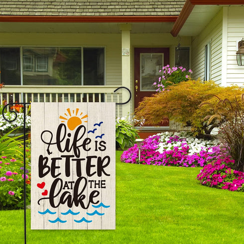 ShuanQ Life is Better at the Lake Garden Flag Double Sided Welcome Flag for Home Yard Outside Lake House Decoration Life is Better at the Lake Fla...