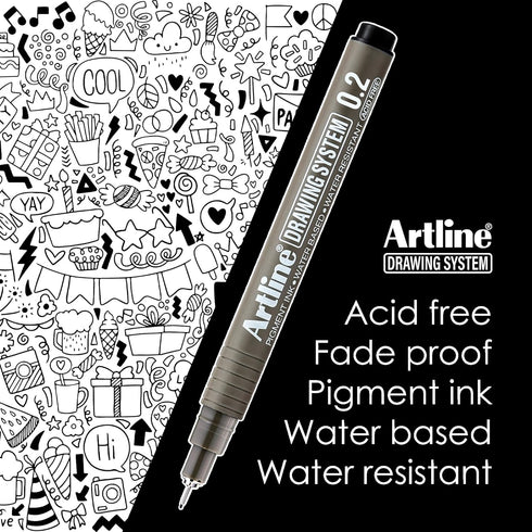 Artline Drawing System Pens, 0.2, 0.4, 0.6, 0.8 mm Writing Widths, Black, 4 Pack (EK-230-4PW2)...