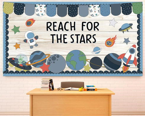 Outer Space Bulletin Board Decoration Set Galaxy Theme Bulletin Board Borders Outer Space Astronaut Paper Cutouts Space Planet Bulletin Boarder fo...