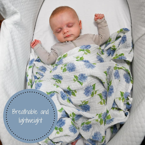 Swaddle Blanket | 100% Muslin Cotton | Newborn and Baby Nursery Essentials for Girls, Registry | Hydrangea Print...