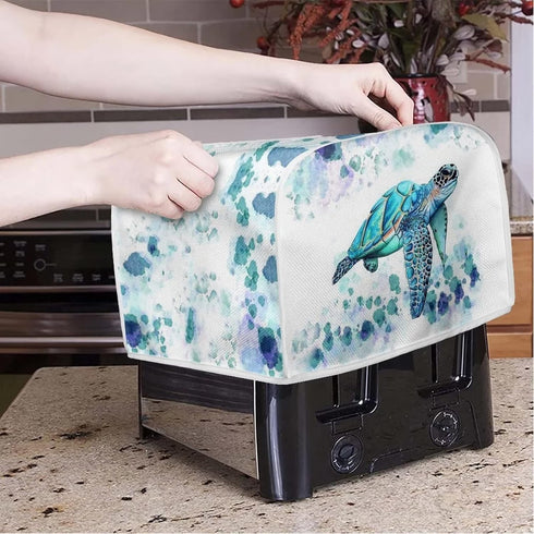 Hippie Sea Turtle Toaster Covers 2 Slice Toaster Dust Cover Toaster Bag Kitchen Appliance Covers Toaster Oven Dustproof Cover Machine Washable Aqu...