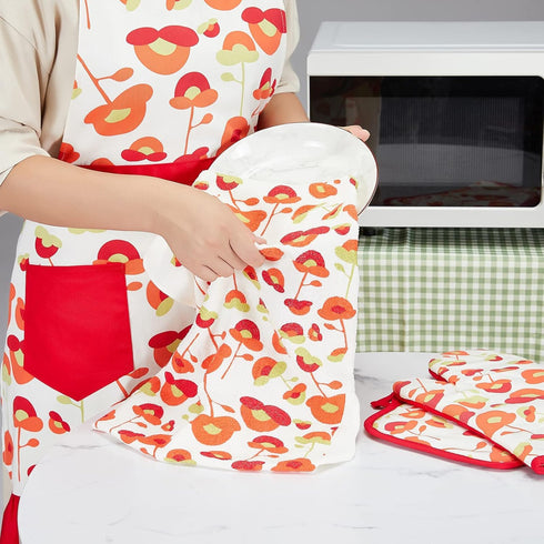 Oven Mitts and Potholders Dish Towles Set 100% Cotton for Perfect for Gifting, Baking, and Everyday Cooking Durable Heat Resistant for Kitchen and...