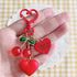 Cute Cherry Keychain with Heart Clasp, Lovely Heart Keyring Charm, Keychain Accessories for Women and Girls...