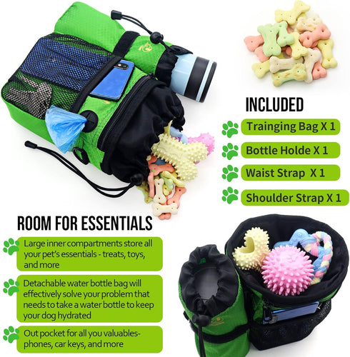 POPMISOLER Dog Treat Training Pouch for Dog Training with Poop Bag Dispenser and Multiple Pockets, Dog Walking Bag Adjustable Waist Belt Clip Shou...