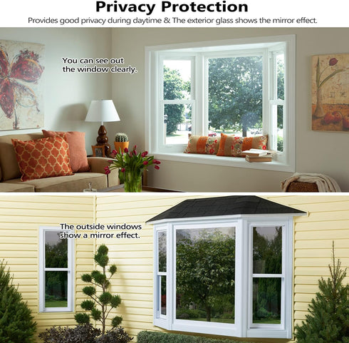 HooTown Window Tint for Home One Way Window Film Daytime Privacy Mirror Film Static Non-Adhesive Window Tint Film Heat Control Anti UV One Way Pri...