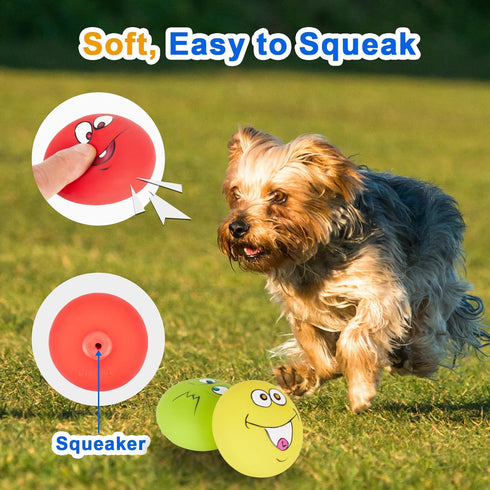 Dog Squeaky Toys Latex Squeaky Dog Balls for Small Puppy Chewing Rubber Soft Fun Emoji Dog Balls for Corgi Pet Dogs (6 PCS)…...
