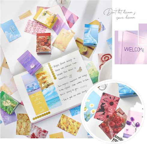 6 Sets 300 Pcs Washi Stickers Set Cute Aesthetic Sticker Book for Journaling, DIY Decorative Paper Sticker Decals for Bullet Journal Art Scrapbook...