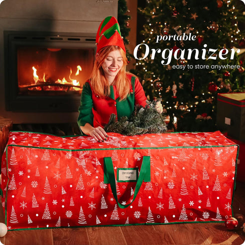 Handy Laundry Christmas Tree Storage Bag - Stores 7.5 Foot Artificial Xmas Holiday Tree, Zippered Bag, Durable Waterproof Material, Carry Handles....