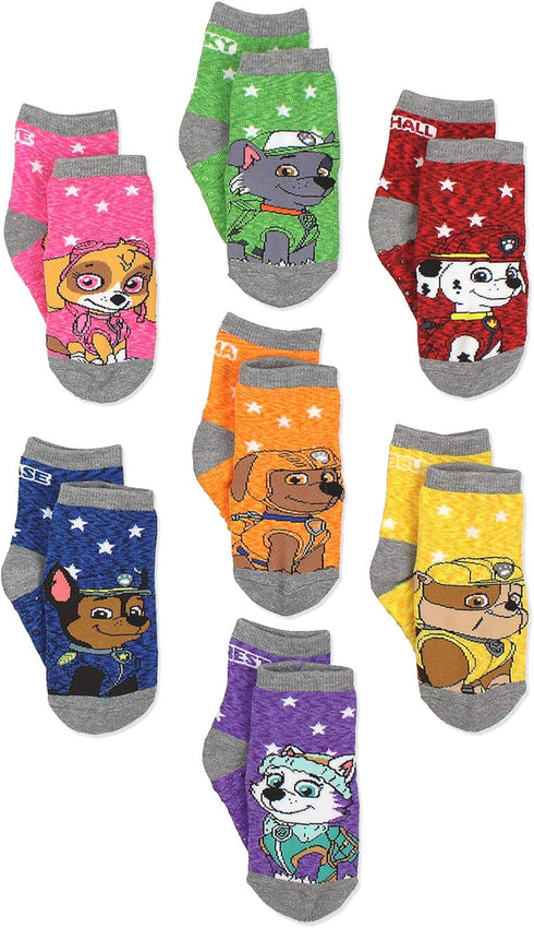 Paw Patrol Boys Girls 7 pack Socks with Grippers (Shoe: 4-7 (Sock: 2-4), Grey/Multi)...