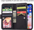 EYZUTAK Wallet Case for iPhone Xs iPhone X,Magnetic Handbag Zipper Pocket PU Leather Flip with 9 Card Slots and Wrist Strap Folio TPU Inner Stand ...