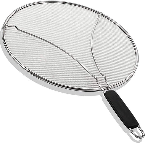 13" Grease Splatter Screen for Cooking | Stainless Steel Oil Splatter Guard and Ultra-Fine Mesh Protects Skin from Burns | TPR Tight-Grip Handle (...
