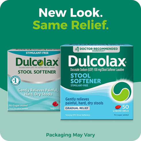Dulcolax Stool Softener Laxative Liquid Gel Capsules, Gentle Constipation Relief for Hard, Dry Stools, Docusate Sodium 100 mg, 50 Count...