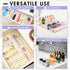 HOUSE DAY Desk Drawer Organizer Bins 8 PCS, 9*3*2" Clear Drawer Organizers with Silicone Pads, Vanity Organizers and Storage, Non Slip Plastic Dra...