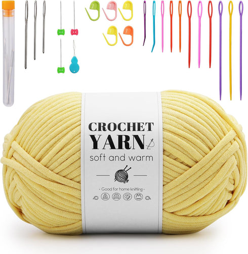 300g Easy Yarn for Crocheting, Chunky Thick Cotton Yarn Cotton-Nylon Blend Yarn Easy to See Stitches with Crocehting Accessories for Crocheting Be...