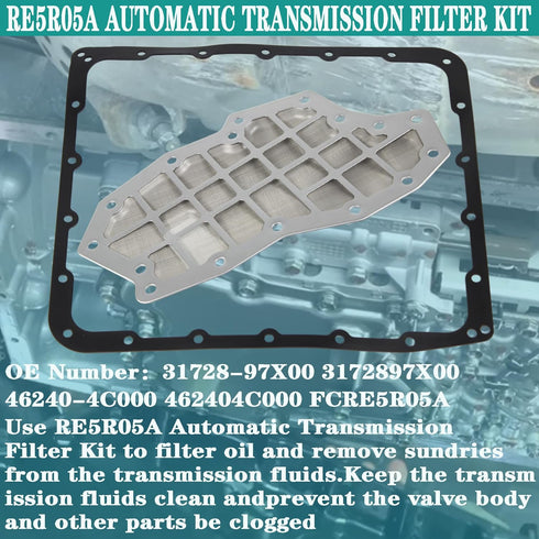 RE5R05A Automatic Transmission Filter Kit Compatible with 2002-2015 Nissan Armada Frontier Titan Xterra Pathfinder NV1500 Infiniti 350Z EX35 M35 Q...
