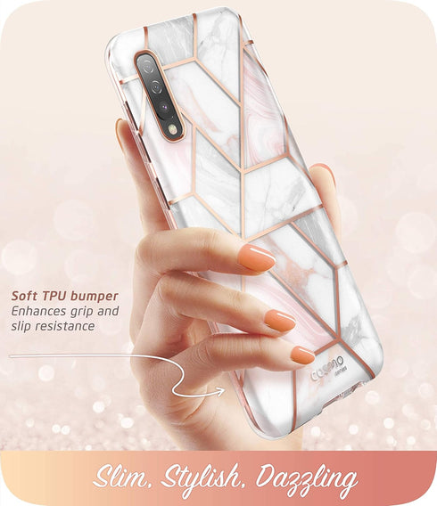 i-Blason Cosmo Series Slim Full-Body Stylish Protective Case for Samsung Galaxy A50/A50S, Marble Pink...