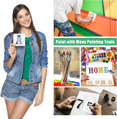 3 Inch Letter Stencils and Numbers, 36 Pcs Alphabet Stencils Reusable Plastic Drawing Templates Kits for Painting on Wood, Wall, Canvas, Chalkboar...