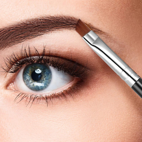 10 PCS Angled Eyeliner Eye Shadow Eyebrow Brush Set Flat Fine Angle Soft Synthetic Bristles Fibers Detail Makeup Brush Tool for Women Girls Make u...