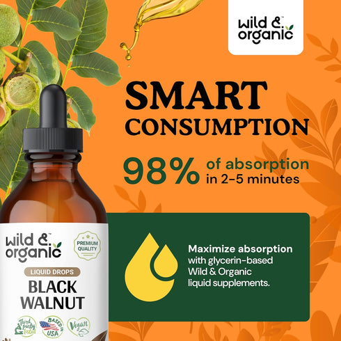 Black Walnut Tincture - Detox Cleanse w/Black Walnuts Organic - Black Walnut Hull Tincture for Digestive Health - Gut Cleanse Detox w/Black Walnut...