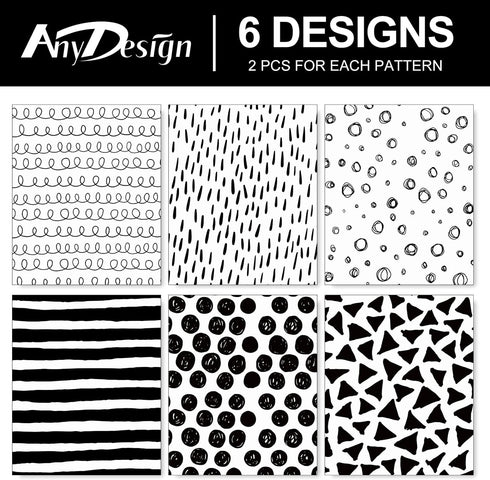AnyDesign 12 Sheet Black White Wrapping Paper Minimalist Gift Wrap Paper Bulk Geometric Stripes Dots Art Craft Paper for Birthday Graduation DIY C...