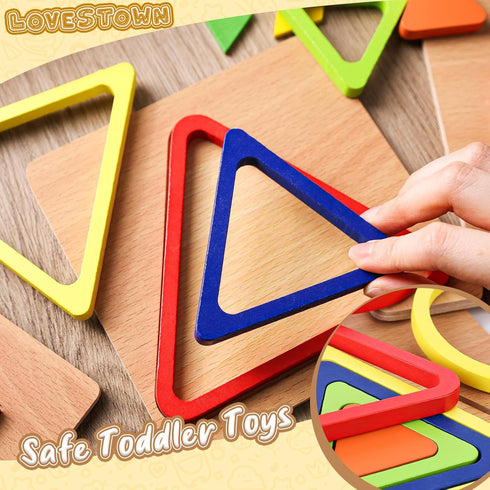 LovesTown 3 Sets Wooden Shape Sorting Puzzles?Montessori Puzzles Toddler Preschool Wooden Sensory Toys for Toddlers...