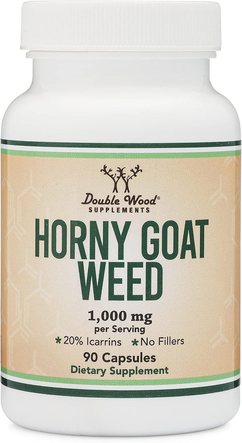 Horny Goat Weed for Men and Women - No Fillers (Max Strength Epimedium Std. to 20% Icariins) 1,000mg per Serving, 90 Capsules (Male Enhancing Supp...