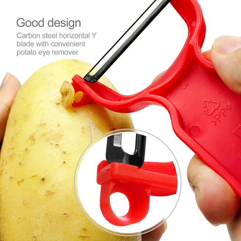 Original Vegetable Peeler Carbon Steel Blade 3-Pack Red/Green/Yellow...