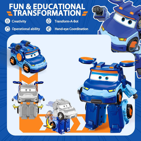 Super Wings Transformer Toys 5" Action Figure Supercharged Tobot Leo, 3 in 1 Rescue Bots Transforming Airplane Car Robot Toys, Educational Toys fo...