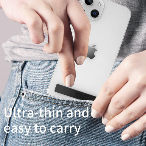 Mini Phone Kickstand, Folding Invisible Portable Metal Cell Phone Stand Holder for Desk, Compatible with iPhone, Samsung and All Cellphones, Black...