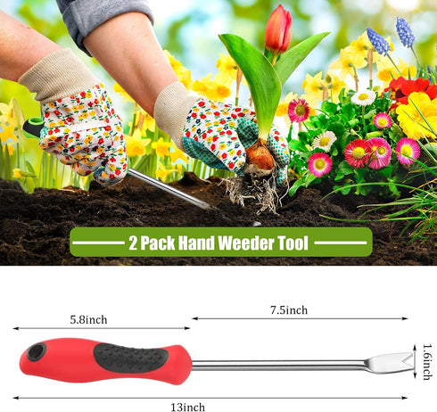 CHENGU 2 Pack Hand Weeder Tool Gardening Weeder Tool Dandelion Weed Puller Tool with Ergonomic Handle Weeder Tool for Garden Lawn Yard Farmland Pl...