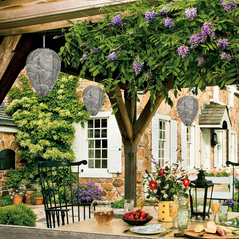 DECYOOL 4 Pack Paper Wasp Nest Decoy Hanging Wasp Nest Stay Away from Wasps Hornets Yellow Jackets(Dark Green)...