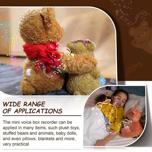 3 Pcs Voice Recorder for Stuffed Animal, Voice Recorder Box Stuffed Bear Mini Voice Recorder Device, DIY Custom Voice Message Toy Voice Recorder f...