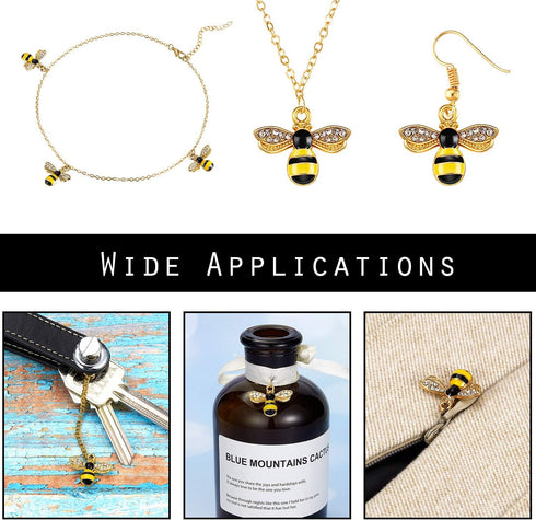 48 Pieces Bee Charms Bee Rhinestone Pendants Honeybee Jewelry Craft Charms with Holes for Jewelry Necklace Earring Bracelet DIY Making Supplies, 1...